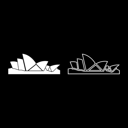 Sydney Opera House icon set white color vector illustration flat style simple image outlineのイラスト素材