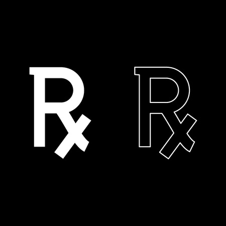 Rx symbol prescription icon set white color vector illustration flat style simple image outlineのイラスト素材