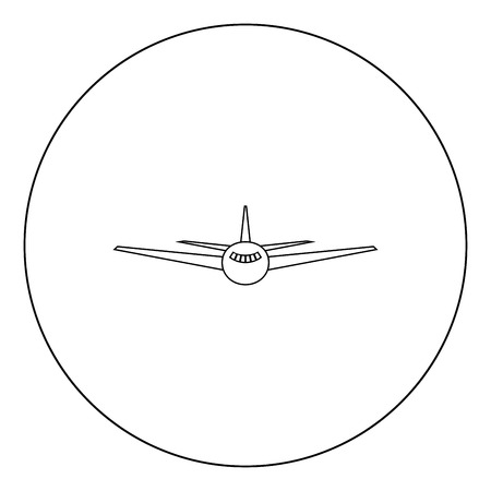 Airplane icon black color in circle or round vector illustrationのイラスト素材