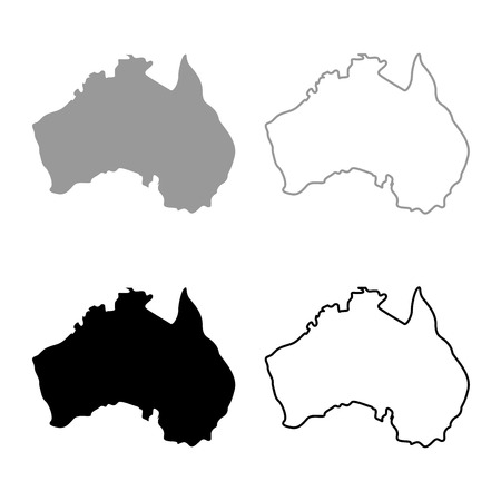 Map of Australia icon set grey black color outlineのイラスト素材