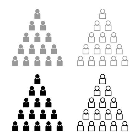 People pyramid icon set grey black color outlineのイラスト素材
