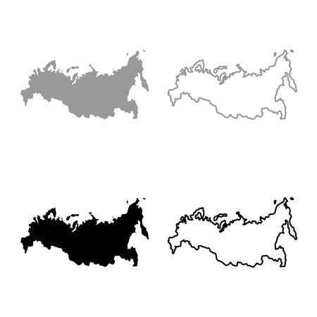 Map of Russian icon set grey black color outlineのイラスト素材