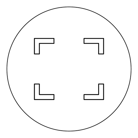 Symbol full screen icon black color in circle vector illustration isolated outlineのイラスト素材