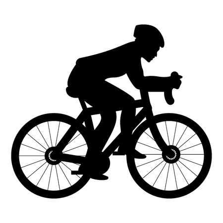 Cyclist on bike silhouette icon black color vector illustration flat style simple imageのイラスト素材