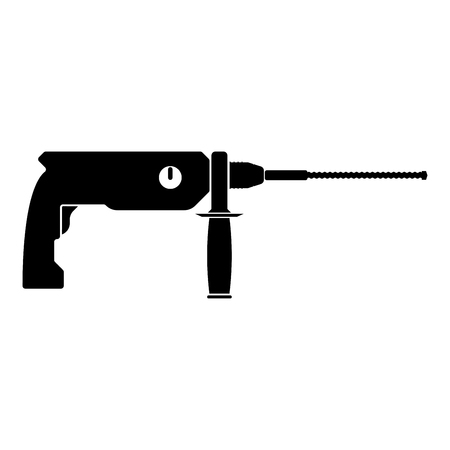 Rotary hammer demolition icon black color vector illustration flat style simple imageのイラスト素材