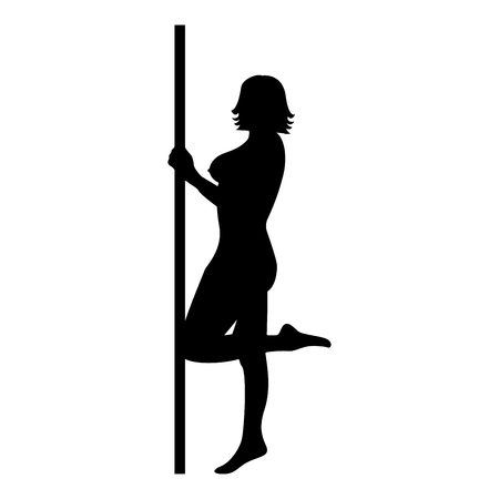 Striptease performer woman on tube icon black color vector illustration flat style simple imageのイラスト素材