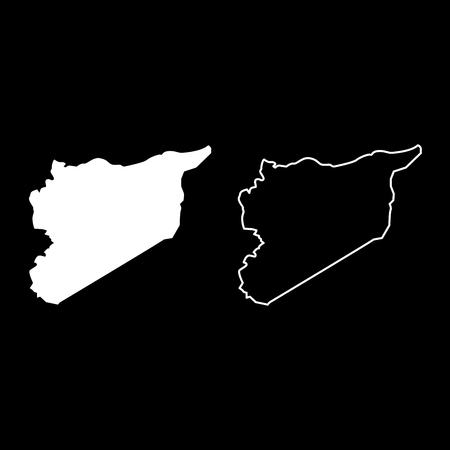 Map of Syria icon set white color vector illustration flat style simple imageのイラスト素材