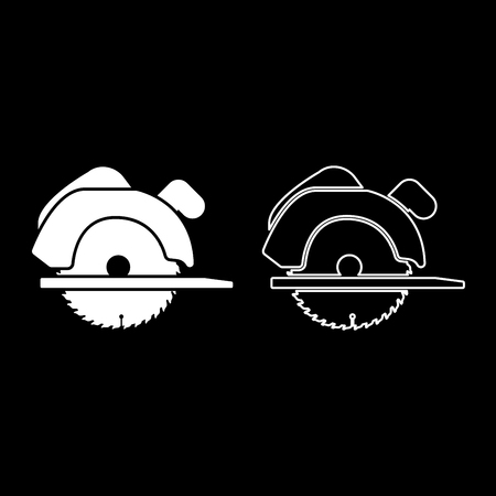 Manual circular saw icon set white color vector illustration flat style simple imageのイラスト素材