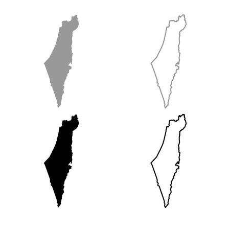 Map of Israel icon set grey black color illustration flat style simple imageのイラスト素材