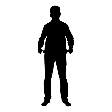 Man took out his empty pockets Businessman has not money silhouette concept icon black color vector illustration flat style simple imageのイラスト素材