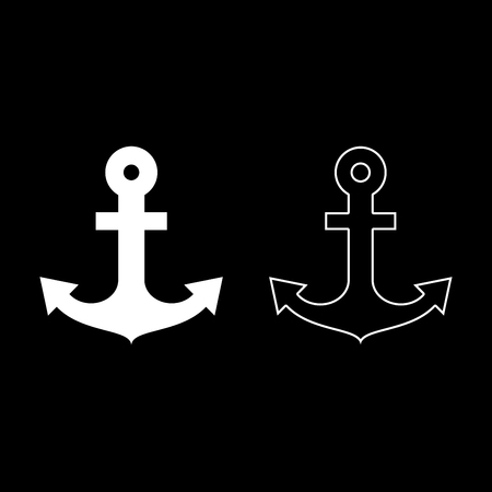 Ship anchor for marine nautical design icon set white color vector illustration flat style simple...