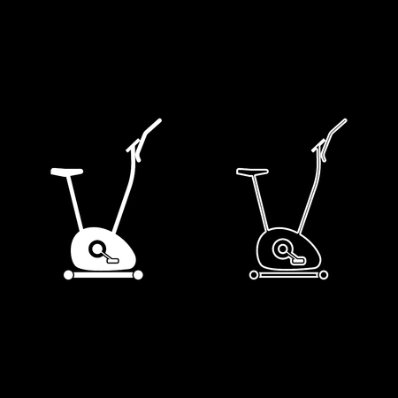 Exercise bicycle Stationary bike Exercycle icon set white color vector illustration flat style simple imageのイラスト素材