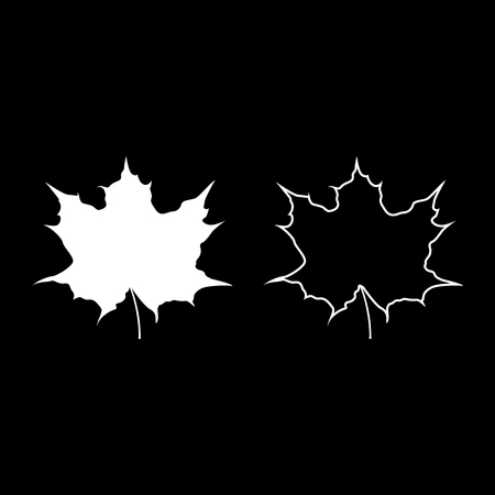 Maple leaf silhouette icon set white color vector illustration flat style simple imageのイラスト素材