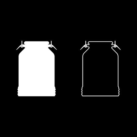 Milk can container icon set white color vector illustration flat style simple imageのイラスト素材
