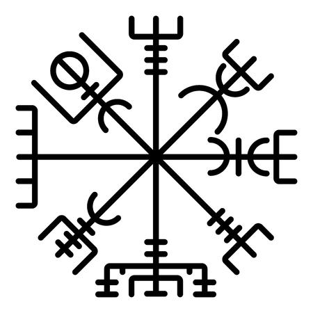 Vegvisir runic compass galdrastav Navigation compass symbol icon black color vector illustration flat style simple imageのイラスト素材