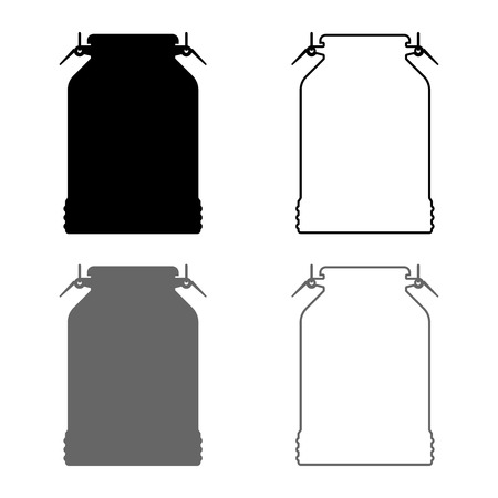 Milk can container icon set grey black color vector illustration outline flat style simple imageのイラスト素材
