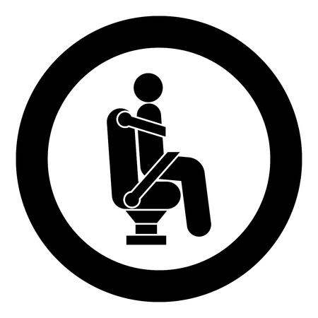 Man on car seat using car belt for safety Human with safety belt Stick car concept icon black color vector illustration flat style simple imagein circle roundのイラスト素材