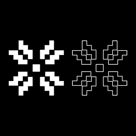 Scandinavian pattern icon set white color illustration flat outline style simple imageのイラスト素材