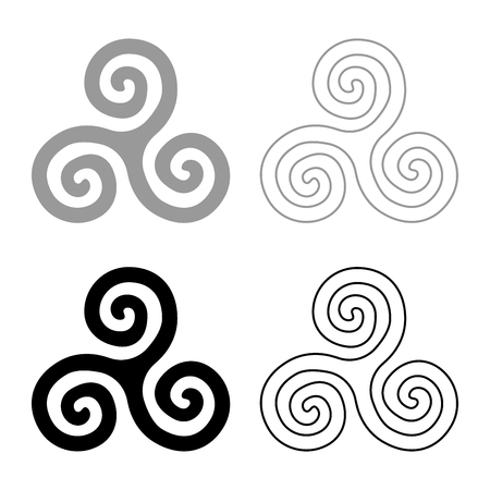 Triskelion or triskele symbol sign icon set grey black color vector illustration outline flat style simple imageのイラスト素材