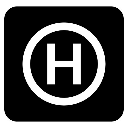 Helicopter landing pad Helicopter place icon black color vector illustration flat style simple imageのイラスト素材