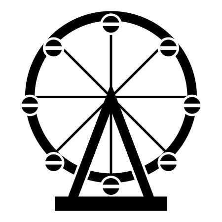 Ferris wheel Amusement in park on attraction icon black color vector illustration flat style simple imageのイラスト素材