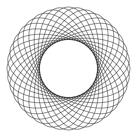 Spirograph abstract element Circle shape Concentric pattern Fractal graphic icon black color vector illustration flat style simple imageのイラスト素材