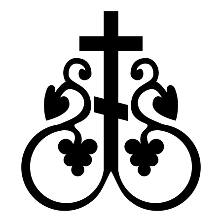 Cross vine Cross monogram Symbol secret communion sign Religious cross anchors icon black color vector illustration flat style simple imageのイラスト素材