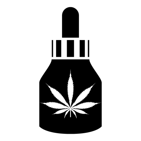 Marijuana Medicine Oil to marijuana CBD Cannabis farm flask icon black color vector illustration flat style simple imageのイラスト素材