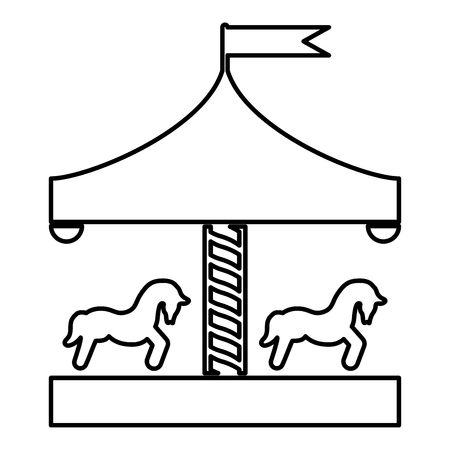 Carousel roundabout merry-go-round Vintage merry-go-round icon black color outline vector illustration flat style simple imageのイラスト素材