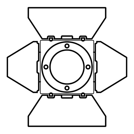 Studio spot lights Studio projector front view Spotlight Movie equipment Spot lamp Projector light concept icon black color outline vector illustration flat style simple imageのイラスト素材