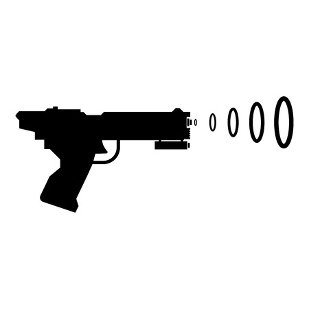 Space Blaster Children's Toy Futuristic gun Space gun shooting blaster wave icon black color vector illustration flat style simple imageのイラスト素材