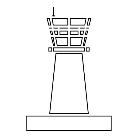 Airport control tower Control tower air traffic icon black color outline vector illustration flat style simple imageのイラスト素材