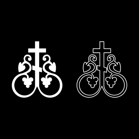 Cross vine Cross monogram Symbol secret communion sign Religious cross anchors icon set white color vector illustration flat style simple imageのイラスト素材