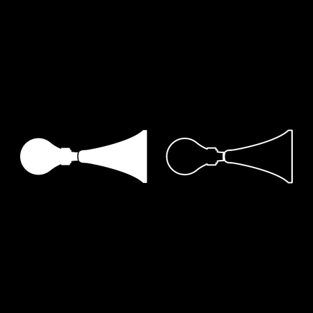 Car horn Klaxon vintage style Car single tube air horn Hooter Car whistle Siren Buzzer icon set white color vector illustration flat style simple imageのイラスト素材