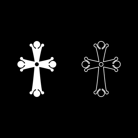 Four pointed cross drop shaped Cross monogram Religious cross icon set white color vector illustration flat style simple imageのイラスト素材