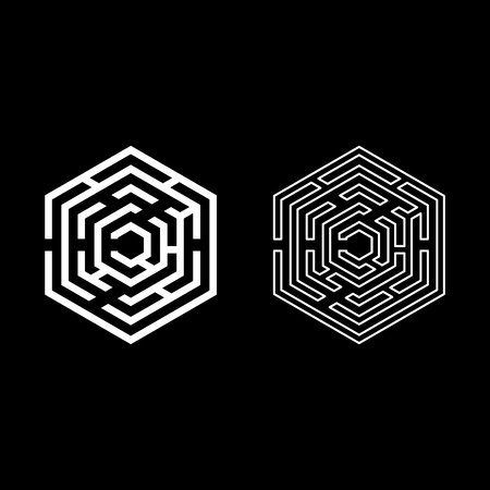 Hexagonal Maze Hexagon maze Labyrinth with six corner icon set white color vector illustration flat style simple imageのイラスト素材