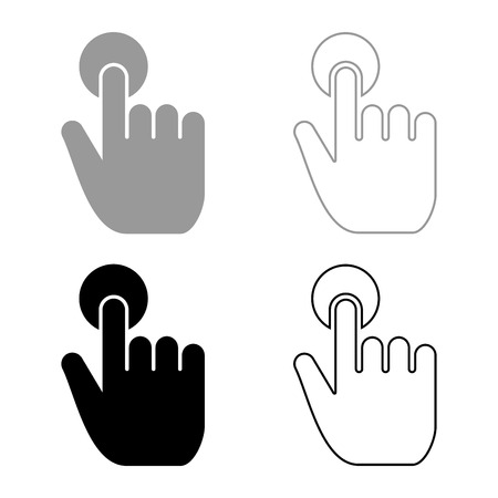 Click hand Touch of hand Finger click on screen surface icon set black grey color vector illustration flat style simple imageのイラスト素材