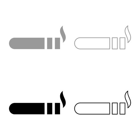 Cigar with smoke Luxury Havana cigar Smoking cigar concept icon set black grey color vector illustration flat style simple imageのイラスト素材