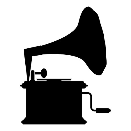 Phonograph Gramophone vintage Turntable for vinyl records icon black color vector illustration flat style simple imageのイラスト素材