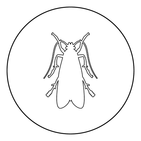 Clothes moth Clothing moth Fly insect pest icon in circle round outline black color vector illustration flat style simple imageのイラスト素材