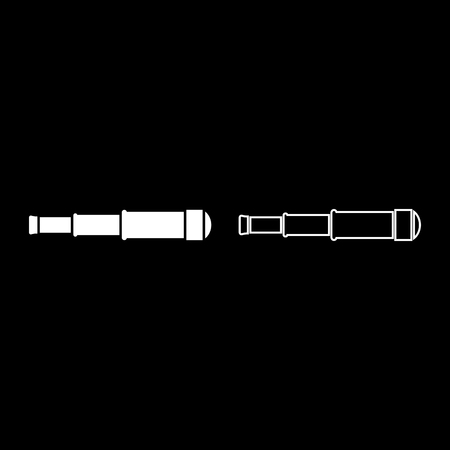 Spyglass Monocular Telescope lens icon outline set white color vector illustration flat style simple imageのイラスト素材