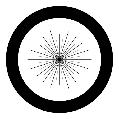 Sun rays Sunbeam concept icon in circle round black color vector illustration flat style simple imageのイラスト素材