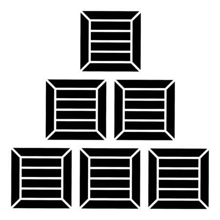 Pyramid crates Wooden boxs Containers icon black color vector illustration flat style simple imageのイラスト素材