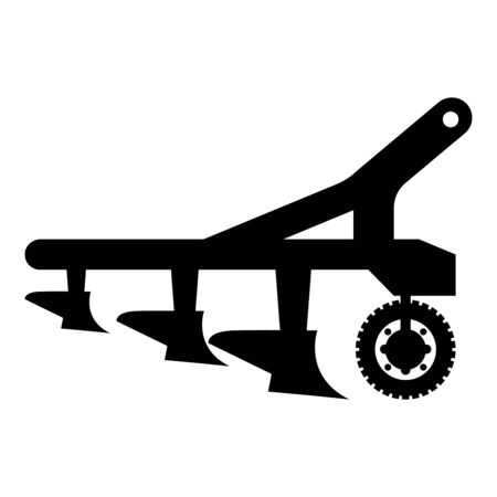 Plow for cultivating land before sowing farm products Tractor machanism equipment Industrial device icon black color vector illustration flat style simple imageのイラスト素材