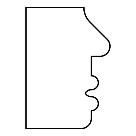 Human face side view head mouth nose lip Male profile Person silhouette icon outline black color vector illustration flat style simple imageのイラスト素材