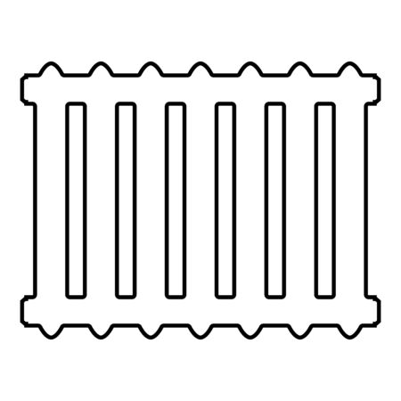 Cast iron battery Heating radiator icon outline black color vector illustration flat style simple imageのイラスト素材
