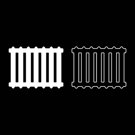 Cast iron battery Heating radiator icon outline set white color vector illustration flat style simple imageのイラスト素材