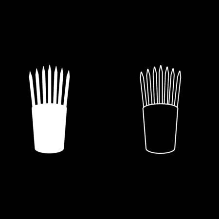 Pencils in glass stands upright office supplier concept Work place icon outline set white color vector illustration flat style simple imageのイラスト素材