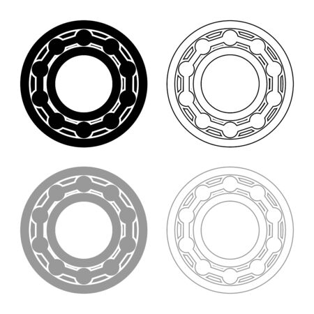 Bearing with ball in side view icon outline set black grey color vector illustration flat style simple imageのイラスト素材