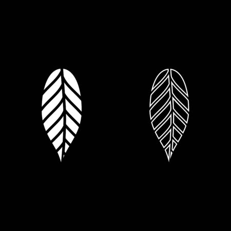 Leaf cacao bob icon outline set white color vector illustration flat style simple imageのイラスト素材
